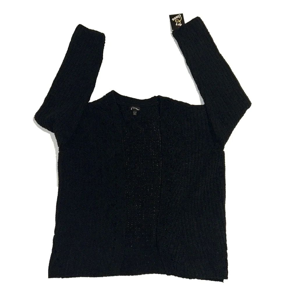 Art Class Girl Long Sleeve Side Tie Rayon T-Shirt Black Size XL (14/16) NEW